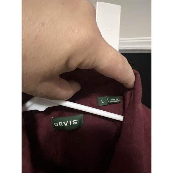 Orvis Button Down Shirt Men's Large Red Check Long Sleeve Luxury Flannel Nice - Picture 2 of 5